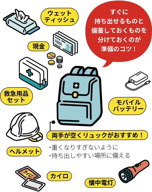 非常用持ち出し品の準備をしておこう!